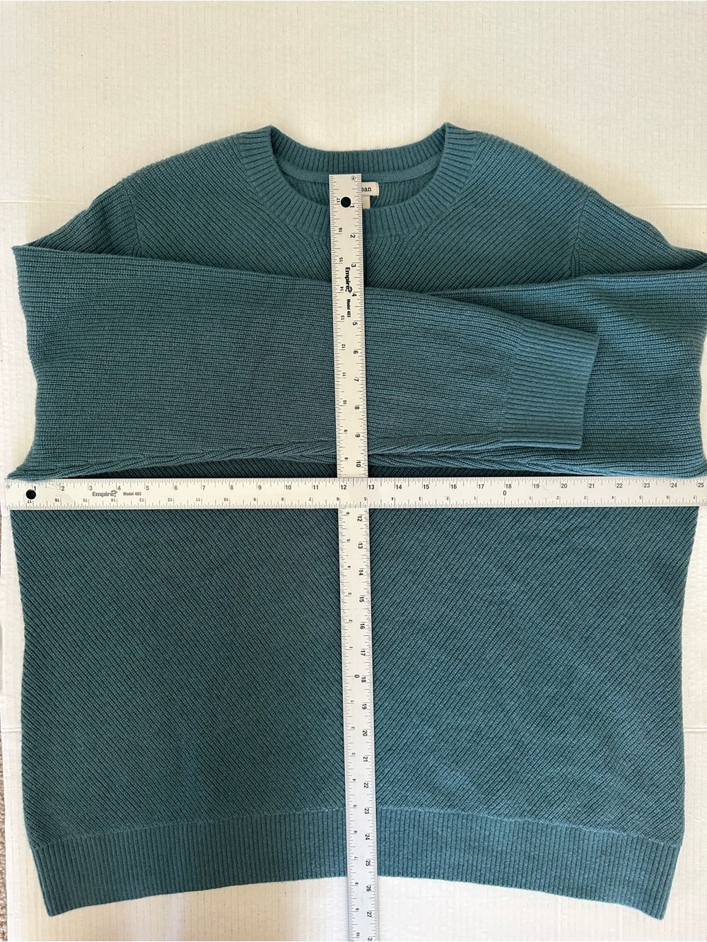 L.L.Bean 100% Cashmere Crewneck Sweater 2X Plus Blue-Green - Picture 6 of 10